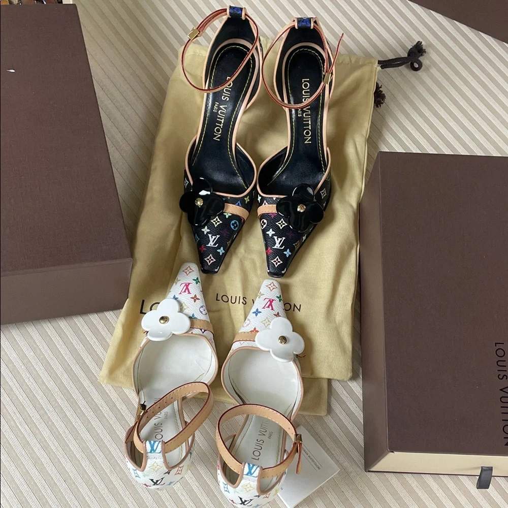 Louis Vuitton Murakami multicolor LV monogram Fleur print heels